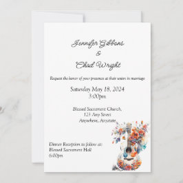 Blommigt Guitar-bröllopsinbjudan, 5 x 7-tums inbju Inbjudningar