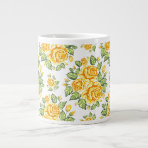 Blommigt Gul ros Mönster Jumbo Mugg