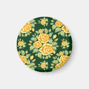 Blommigt Gul ros Mönster Magnet