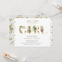 blommigt guld babydusch är en inbjudan till en tje