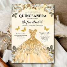 Blommigt Guld Bilingual Spain Quinceanera