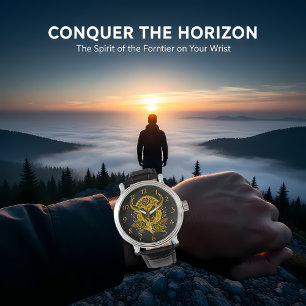 Blommigt Guld Bison Head Decor Armbandsur