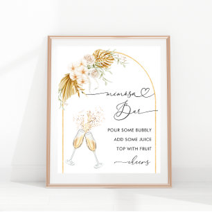 Blommigt Guld Boho Arch Heart Script Mimosa Pub Poster