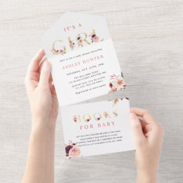 Blommigt Guld Brev Baby Shower | Bokar för Baby