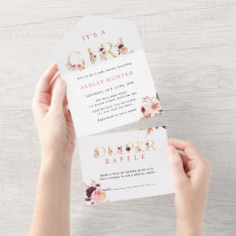 Blommigt Guld Brev Baby Shower | Diaper Raffle