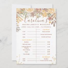 Blommigt guld brun tidslinje bachelorette helg inbjudningar
