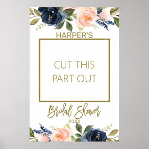 Blommigt Guld Calligraphy Möhippa Photo Booth Poster