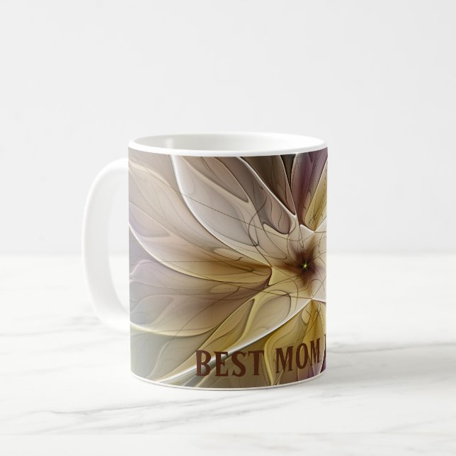 Blommigt Guld Eggplant Abstrakt Fractal Best Mamma Kaffemugg (Framsida vänster)
