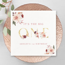 Blommigt Guld Elegant Girl First Birthday Pappersservett