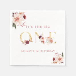 Blommigt Guld Elegant Girl First Birthday Pappersservett