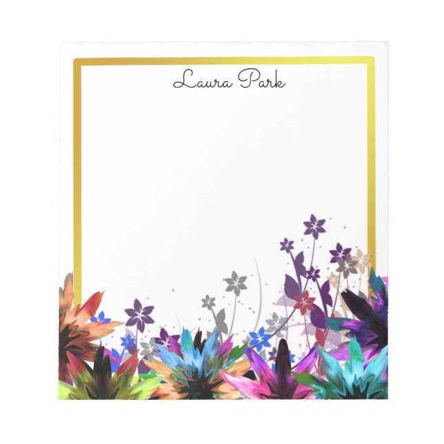 Blommigt Guld Faux Personlig Cute Girly Anteckningsblock (Framsida)