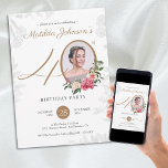 Blommigt Guld Foto 40:e födelsedagen Party Inbjudningar<br><div class="desc">Blommigt Guld Foto 40:e födelsedagsinbjudan. En delikat och feminin blommigt och botaniskt tema överraskade 40-årsfestinbjudan. Den har vackra blommor som omger foten av födelsedagskalendern med en antydan om vintagens klasskänsla! Designern är alltid redo att hjälpa till, kontakta henne om du behöver hjälp med den här designen genom att klicka på...</div>