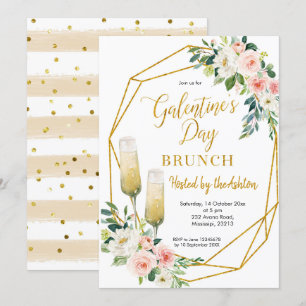 Blommigt Guld Galentine's Day Brunch-inbjudan Inbjudningar