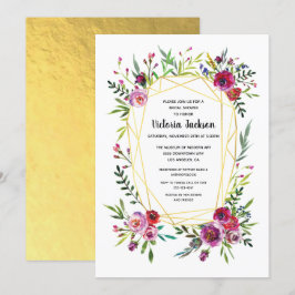 Blommigt Guld Geometric Crystal Möhippa Inbjudningar