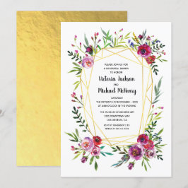 Blommigt Guld Geometric Crystal Rehearsal Dinner Inbjudningar