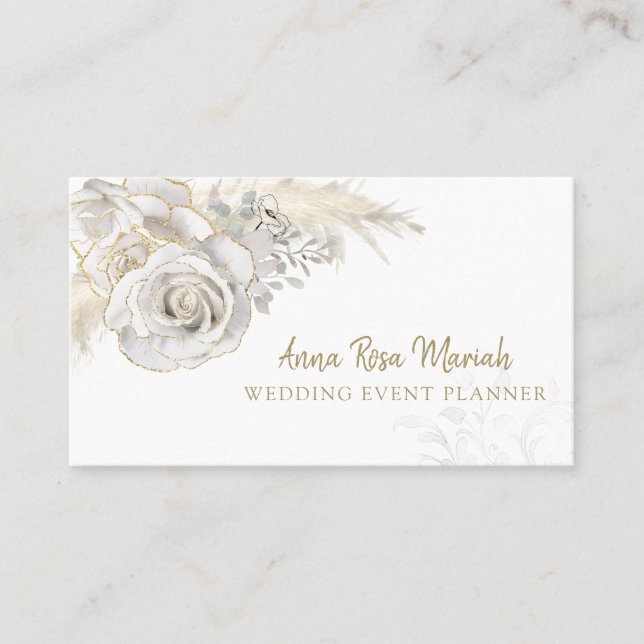 *~* Blommigt Guld Glitter Flower-Elegant  Visitkort (Framsida)