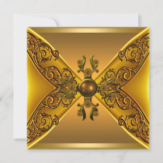 Blommigt Guld judel 50:e Födelsedagsfesten Inbjudningar