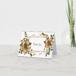 Blommigt Guld med Ram Tack Kort