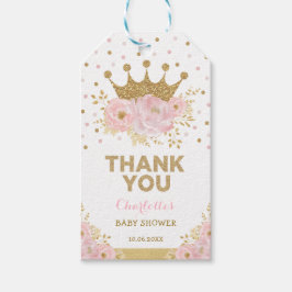  Blommigt Guld Princess Krona Shower Birthday Presentetikett