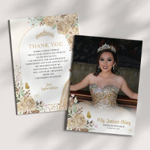 Blommigt Guld Princess Quinceanera Photo Tack