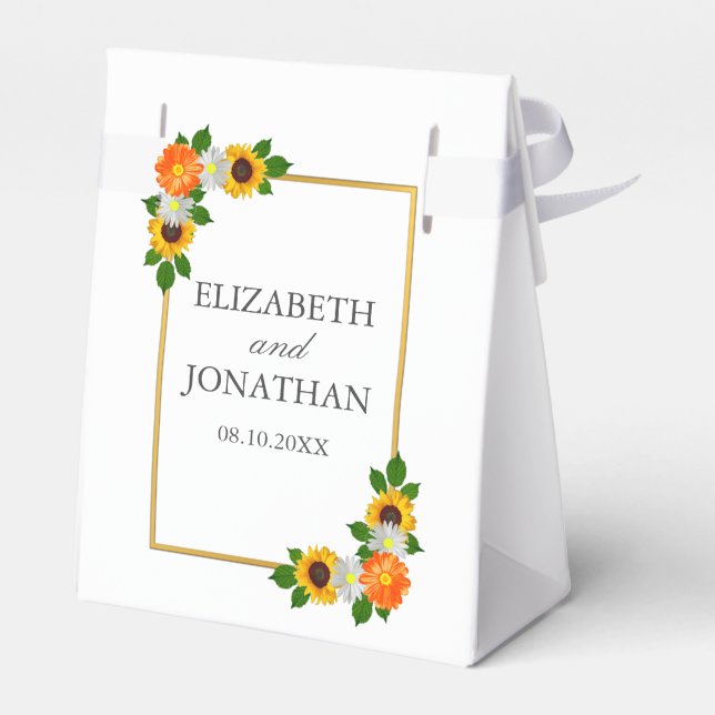 Blommigt Guld Ram Bröllop Presentaskar (Baksidan Sidan)