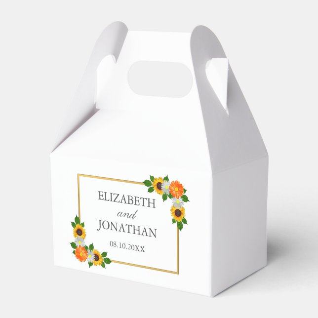 Blommigt Guld Ram Bröllop Presentaskar (Framsidan Sidan)