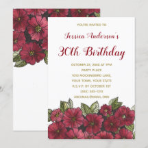 Blommigt Guld Trettionde 30års födelsedag Inbjudan