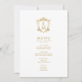 Blommigt Guld Vapensköld Anpassningsbar Monogram Inbjudningar