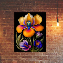 Blommigt Gult Blue Botanical Illustration