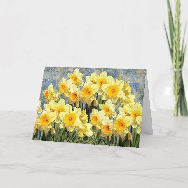 Blommigt Gult Daffodil Vår blommor Kort (Framsida)