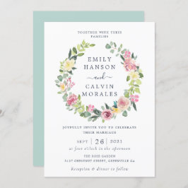 Blommigt Gult Grey Löv Elegant Utandning Inbjudningar