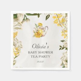 Blommigt Gult Grönt Tea Party Baby Shower Papper f Pappersservett