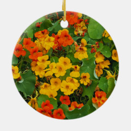 Blommigt Gult och Orange Nasturtiums Photo Julgransprydnad Keramik