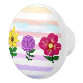 Blommigt Gult Rosa Lila Watercolor Rand Knopp