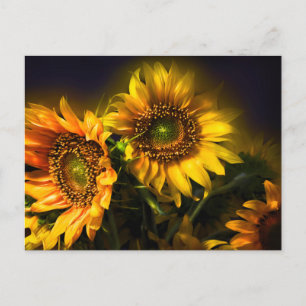 Blommigt Gult Solblommor, Kärlek, Tack Vykort