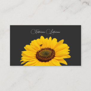 Blommigt gult Solrobin calligraphy mörk grått Visitkort