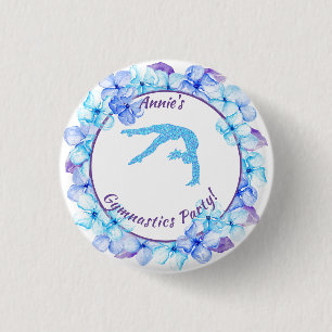 Blommigt Gymnastics Party Button Knapp