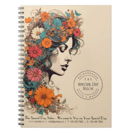 Blommigt Hair Beauty Salon Notebook - Business Anteckningsbok
