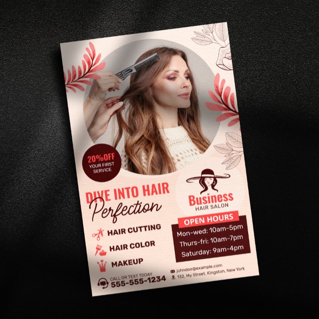 Blommigt Hair Salon Hair Stylist Makeup Art Flygblad (Skapare uppladdad)