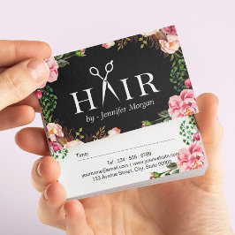 Blommigt Hair Stylist Logotyp Beauty Salon Möte Tidsbeställning Kort