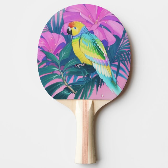 Blommigt/haiska/tropiska/papegoja Pingisracket (Framsidan)