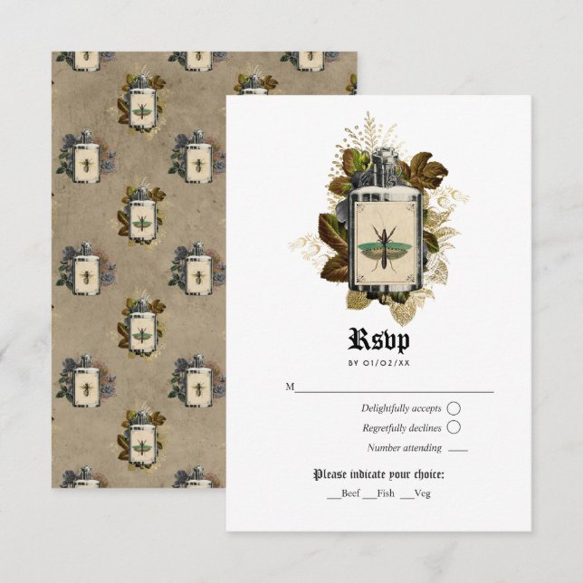 Blommigt Halloween Gothic Witch Poison OSA Kort (Fram/baksida)