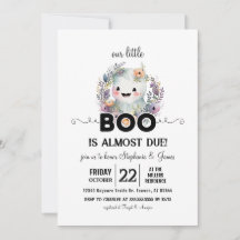 Blommigt Halloween Little Boo Baby Shower-inbjudan