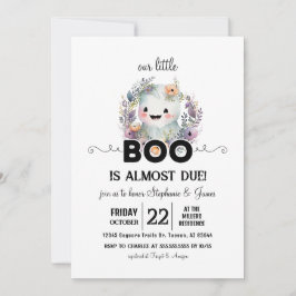 Blommigt Halloween Little Boo Baby Shower-inbjudan Inbjudningar
