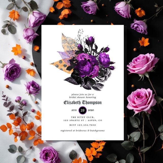 Blommigt Halloween-Möhippa Inbjudningar (Floral Halloween Bridal Shower Invitation)