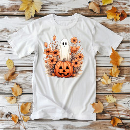 Blommigt Halloween Pumpkin Ghost T Shirt