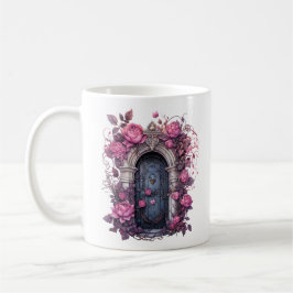 Blommigt Halloween Rosa Haunted House Kaffemugg