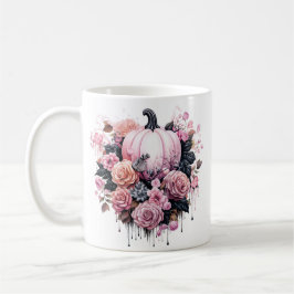 Blommigt Halloween Rosa Pumpkin Kaffemugg