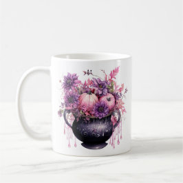 Blommigt Halloween Rosa Pumpkin Kaffemugg