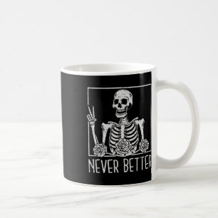 Blommigt Halloween Skeleton som dricker kaffe får  Kaffemugg